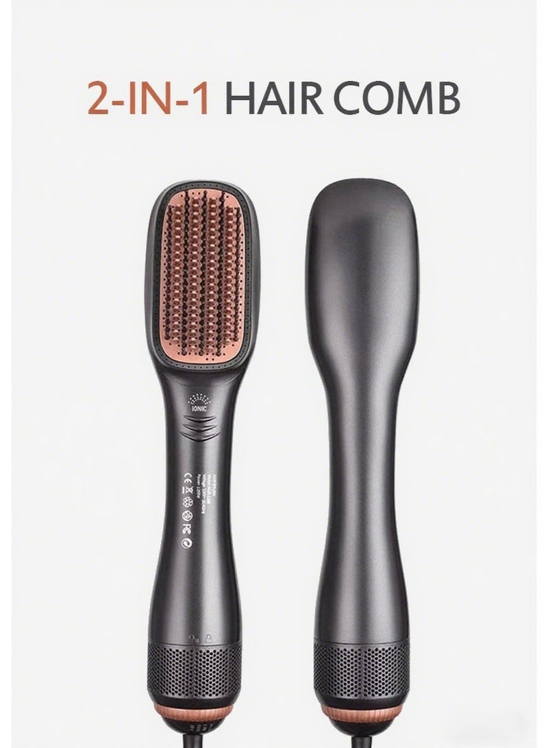 مجفف شعر وفرشاة سيراميك بقوة 1200 واط، 2 في 1، احترافي، أسود/بيج، 1200 واط - Image 1